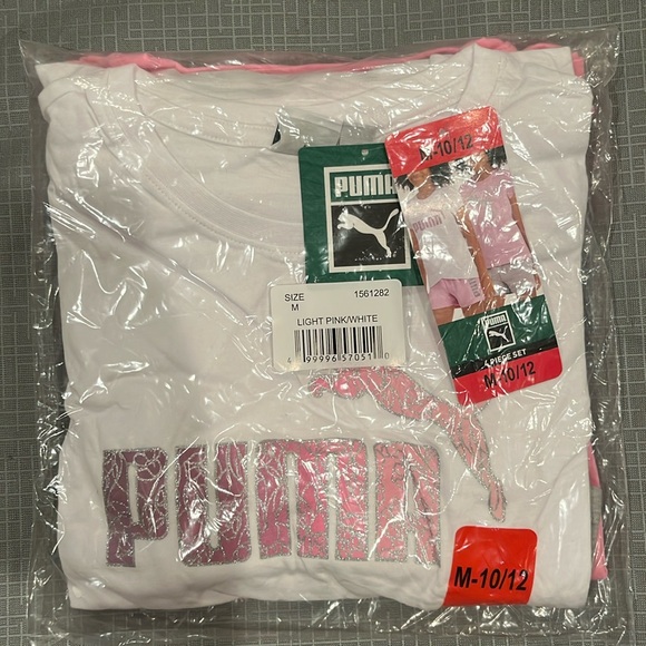 NWT PUMA Youth Girls 4-piece Set - White/Pink Set - M - Picture 2 of 10